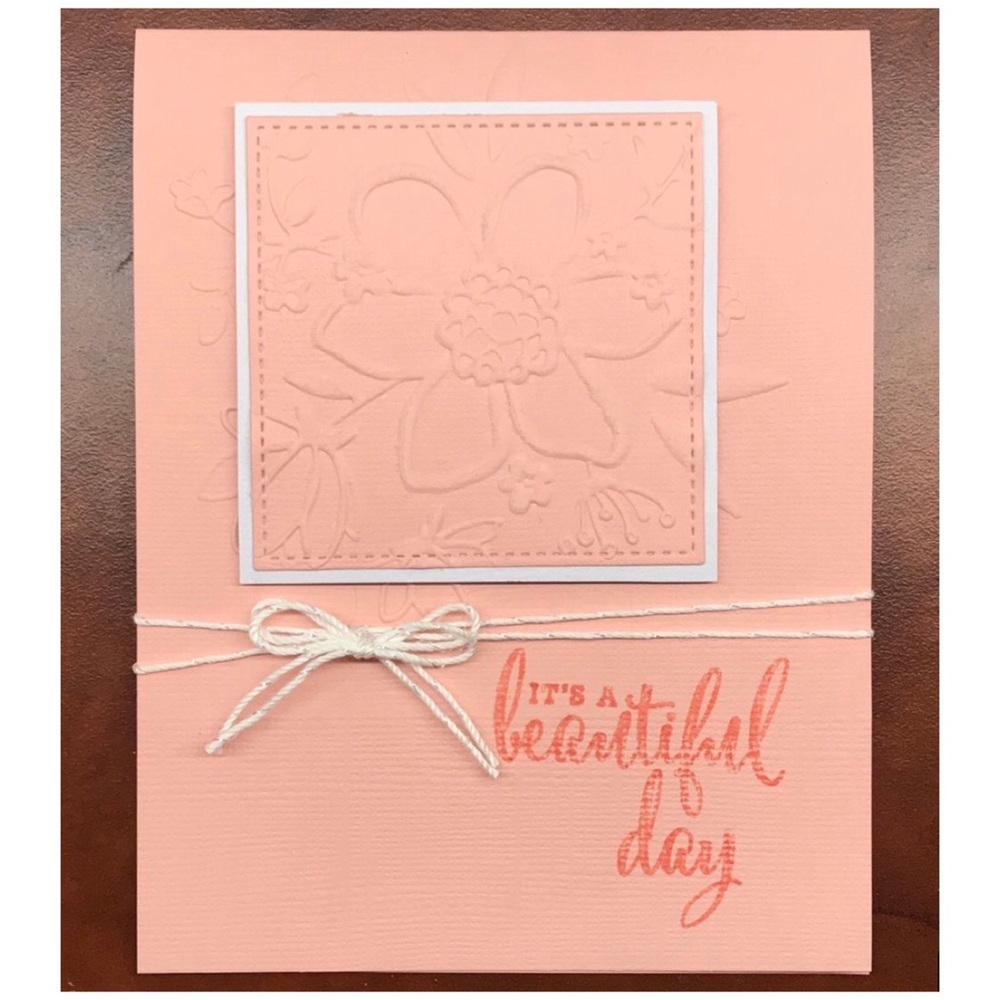 Handmade Peach Floral Beautiful Day Greeting Card